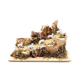 Strada con pecore 20x14x9 cm