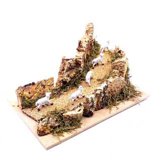 Strada con pecore 20x14x9 cm