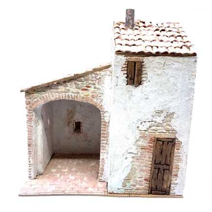 Casa con bottega in borgo 24 x 16 x 28 cm (anche con statuine)