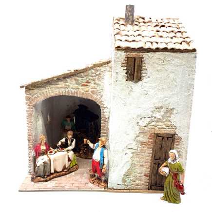 Casa con bottega in borgo 24 x 16 x 28 cm (anche con statuine)