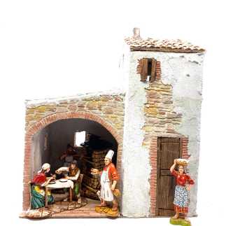 Casa con bottega in borgo 28 x 16 x 32 cm (anche con statuine)
