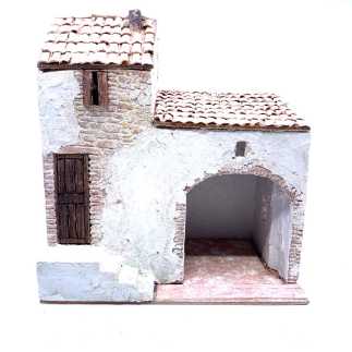Casa con scala e bottega in borgo - 24 x 16 x 27 cm
