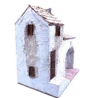 Casa con scala e bottega in borgo - 24 x 16 x 27 cm