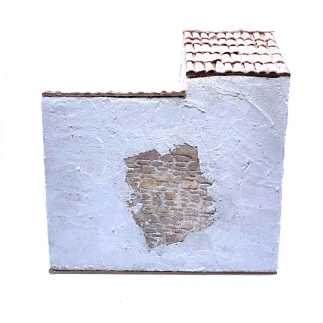 Casa con scala e bottega in borgo - 24 x 16 x 27 cm