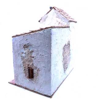 Casa con scala e bottega in borgo - 24 x 16 x 27 cm