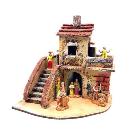 Casa doppia in legno e sughero 14 x 10 x 13 cm