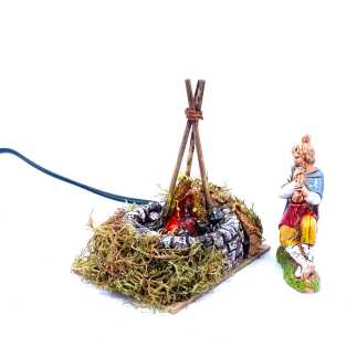 Focolare da bivacco con effetto fiamma - 10 x 7 x 11 cm